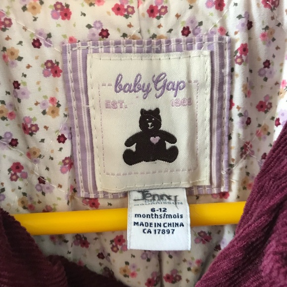 Baby Gap - 6-12M - Burgundy-purple Corduroy peacoat - VGUC - Picture 2 of 5
